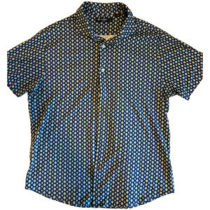 Crewcuts Men's L Regular Blue Geometric Pima Cotton Woven Button-Up, Point